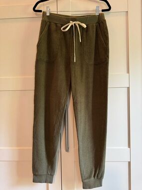 Outerknown Olive Green Terrycloth Jogger Pants with Drawstring